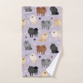 Pommeren Paw-prints en Dog Botten Bath-handdoekset Bad Handdoek (Handdoek)