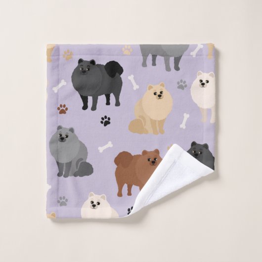 Pommeren Paw-prints en Dog Botten Bath-handdoekset Bad Handdoek (Wasdoekje)