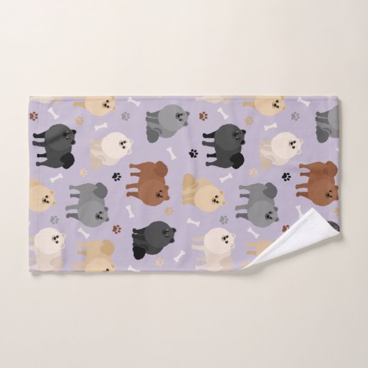 Pommeren Paw-prints en Dog Botten Bath-handdoekset Bad Handdoek (Handdoek)