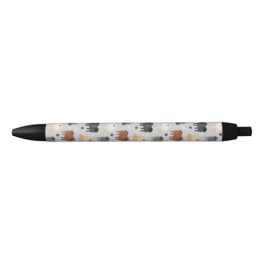 Pommeren Paw-prints en Dog Botten Black Ink Pen (Voorkant)