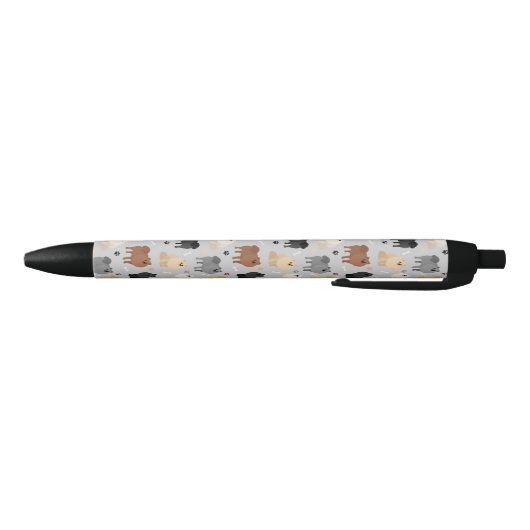 Pommeren Paw-prints en Dog Botten Black Ink Pen (Bodem)