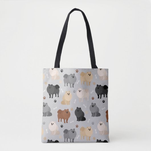 Pommeren Paw-prints en Dog Botten Canvas tas (Voorkant)