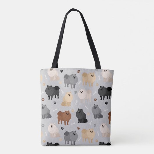 Pommeren Paw-prints en Dog Botten Canvas tas (Achterkant)