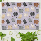 Pommeren Paw-prints en Dog Botten Kitchen Towel Theedoek (Gevouwen)