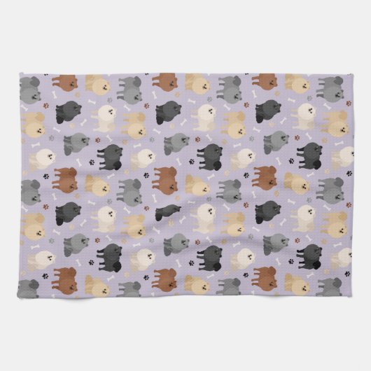 Pommeren Paw-prints en Dog Botten Kitchen Towel Theedoek (Horizontaal)