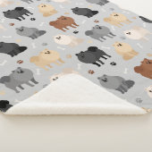 Pommeren Paw-prints en Dog Botten Sherpa Blanket Sherpa Deken (3/4)