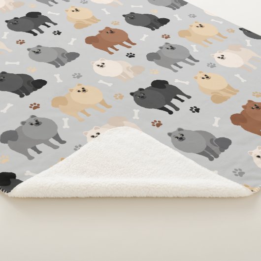 Pommeren Paw-prints en Dog Botten Sherpa Blanket Sherpa Deken (3/4)