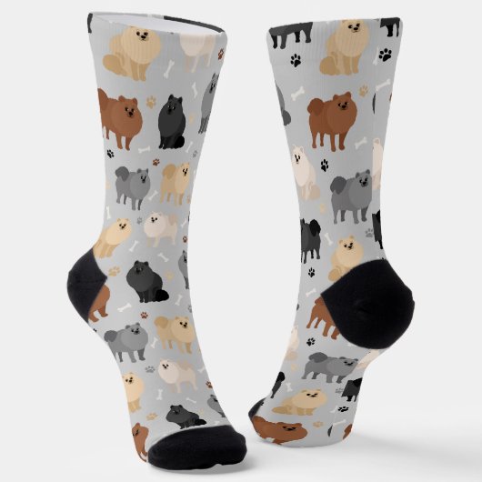 Pommeren Paw-prints en Dog-Botten Sokken (Gebogen)