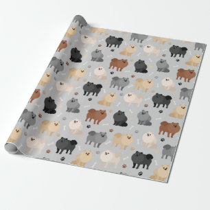Pommeren Paw-prints en honden-Botten Cadeaupapier