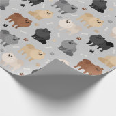 Pommeren Paw-prints en honden-Botten Cadeaupapier (Hoek)