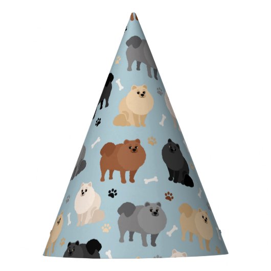 Pommeren Paw-prints en honden-Botten Feesthoedjes (Voorkant)