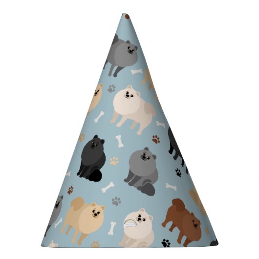 Pommeren Paw-prints en honden-Botten Feesthoedjes (Rechts)