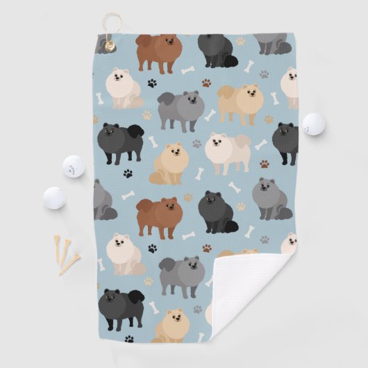 Pommeren Paw-prints en honden-Botten Golfhanddoek (Insitu)