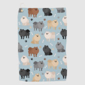 Pommeren Paw-prints en honden-Botten Golfhanddoek (Voorkant)