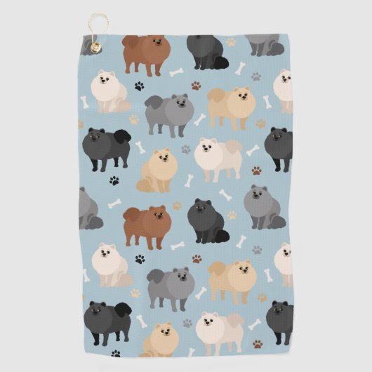 Pommeren Paw-prints en honden-Botten Golfhanddoek (Voorkant)