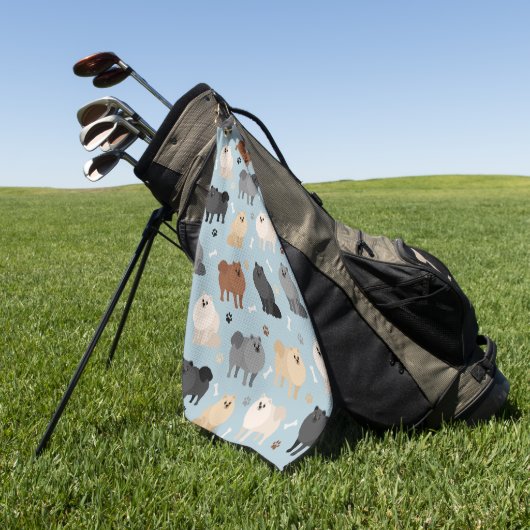 Pommeren Paw-prints en honden-Botten Golfhanddoek (Groen)