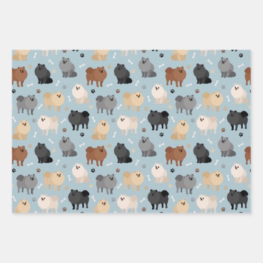 Pommeren Paw-prints en honden-Botten Inpakpapier Vel (Voorkant)