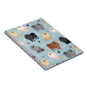 Pommeren Paw-prints en honden-Botten Notitieboek (Rechterzijde)