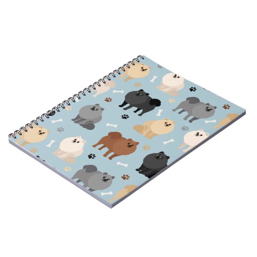 Pommeren Paw-prints en honden-Botten Notitieboek (Linkerzijde)