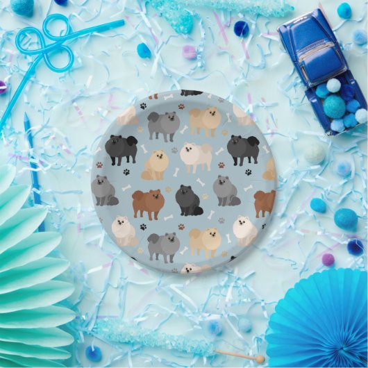 Pommeren Paw-prints en honden-Botten Papieren Bordje (Feest)