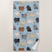 Pommeren Paw-prints en honden-Botten Strandlaken (Voorkant)