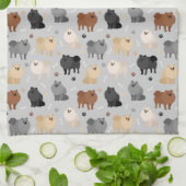 Pommeren Paw-prints en honden-Botten Theedoek (Gevouwen)