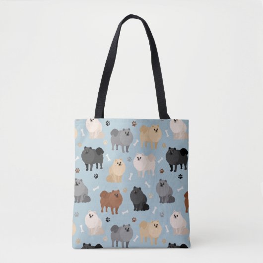 Pommeren Paw-prints en honden-Botten Tote Bag (Voorkant)