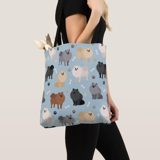 Pommeren Paw-prints en honden-Botten Tote Bag (Dichtbij)
