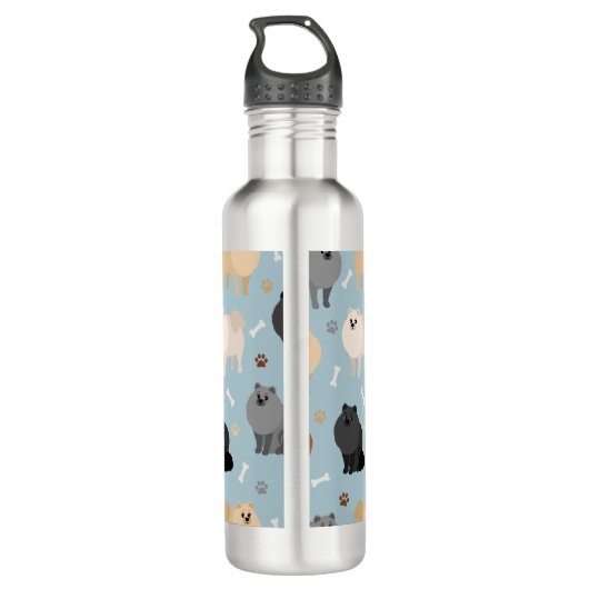 Pommeren Paw-prints en honden-Botten Waterfles (Achterkant)