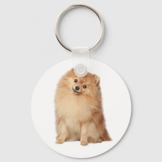 Pommeren Pom Pom Puppy Dog Sleutelhanger (Voorkant)