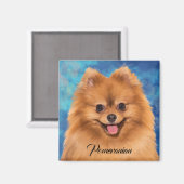 Pommeren Portret op Abstract Magnet (Voorkant / Achterkant)