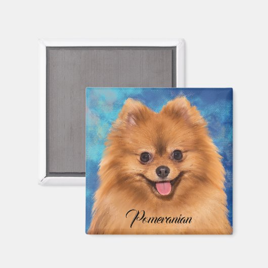 Pommeren Portret op Abstract Magnet (Voorkant / Achterkant)