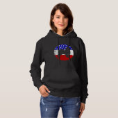 Pommeren Retro Dog Amerikaanse vlag Hoodie (Voorkant volledig)