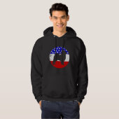 Pommeren Retro Dog Amerikaanse vlag Hoodie (Voorkant volledig)