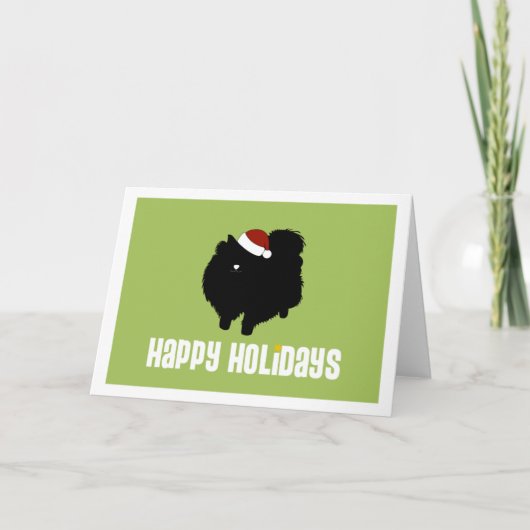 Pommeren Santa Hat Feestdagen Kaart (Voorkant)