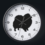 Pommeren Silhouette met cijfers en minuten<br><div class="desc">Een leuke wandklok voor thuis of kantoor. Maakt een oorspronkelijk cadeau voor Pom-liefhebbers. Kijk naar Jenn's Doodle World voor nog meer decoratieve klokken en Pommeren voor het thuisdecor.</div>