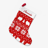 Pommeren Silhouettes Cute Holiday Pattern Kleine Kerstsok (Voorkant (Hangend))