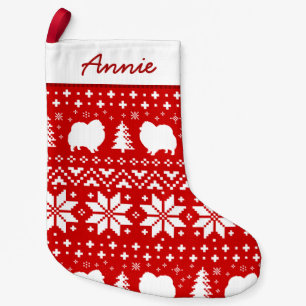 Pommeren Silhouettes Cute Holiday Pattern Kleine Kerstsok