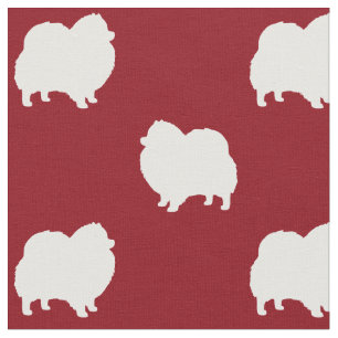 Pommeren Silhouettes Red en White patterned Stof