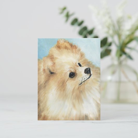 "Pommeren study Dog Art Briefkaart (Staand voorkant)