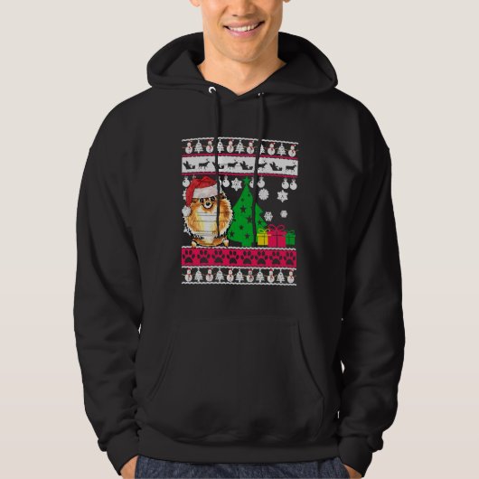 Pommeren Ugly KerstSweater Hoodie (Voorkant)
