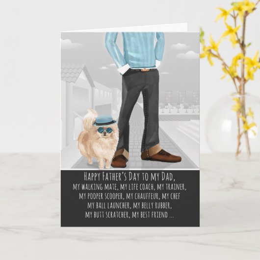 Pommeren uit de Dog-Vaderdag Kaart (Gele Bloem)