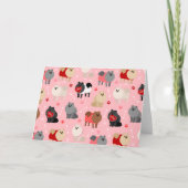 Pommeren Valentijn Pattern Feestdagen Kaart (Voorkant)