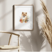Pommeren Waterverf Puppy Pet Poster