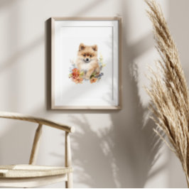 Pommeren Waterverf Puppy Pet Poster