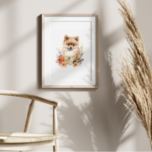 Pommeren Waterverf Puppy Pet Poster