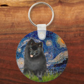 Pommeren (zwart) — Sterrennacht Sleutelhanger (Voorkant)