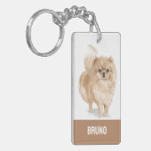 Pommerese waterverven sleutelhanger (Voorkant Links)