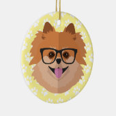 Pommerische hond bij nekglazen | Cute Hipster Gift Keramisch Ornament (Rechts)