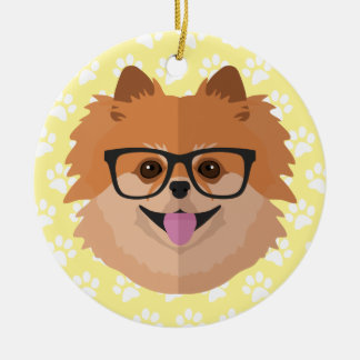 Pommerische hond bij nekglazen | Cute Hipster Gift Keramisch Ornament